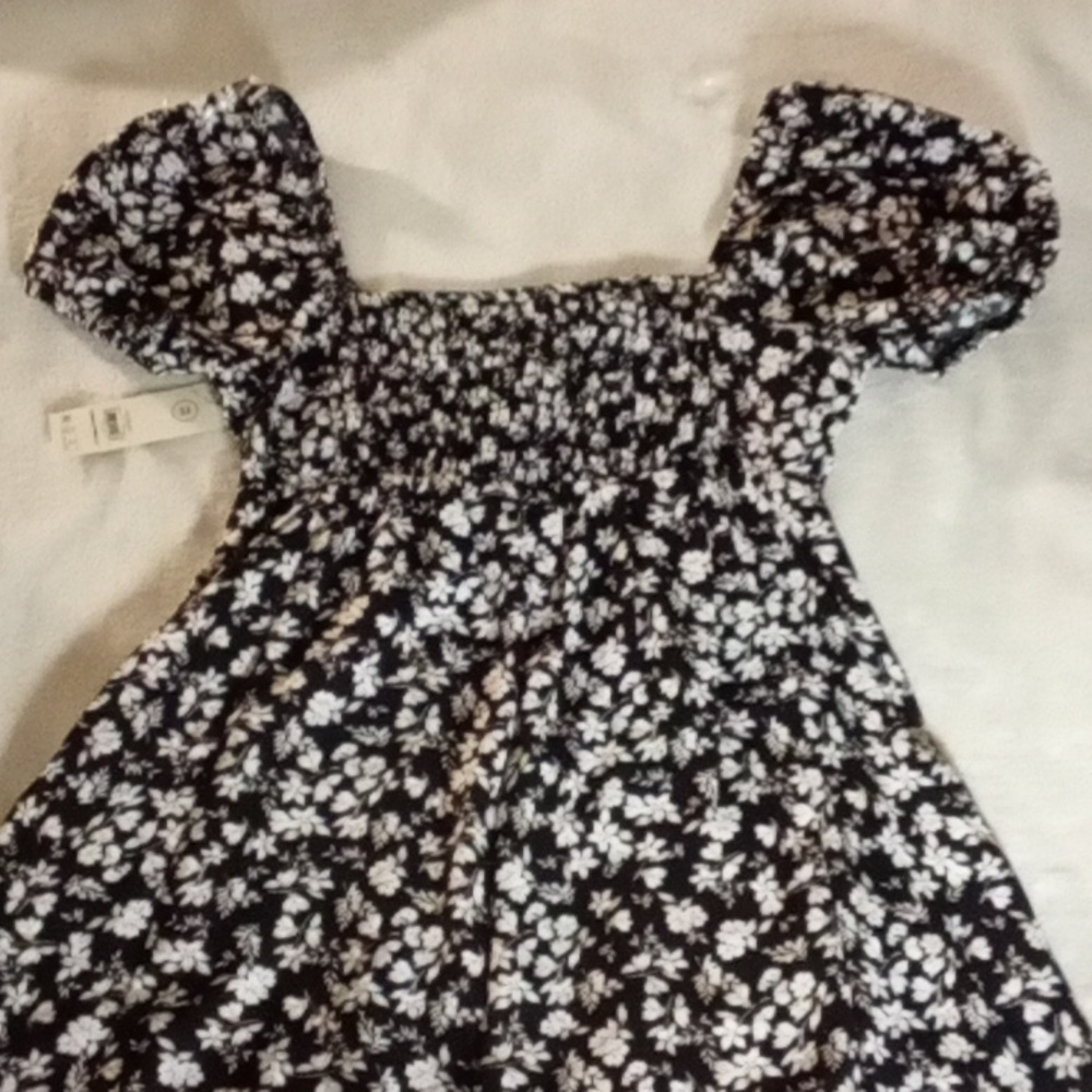 NO BOUNDARIES BLACK + WHITE FLOWER DRESS NEW W/ TATS SIZE XXS - Picture 8 of 9